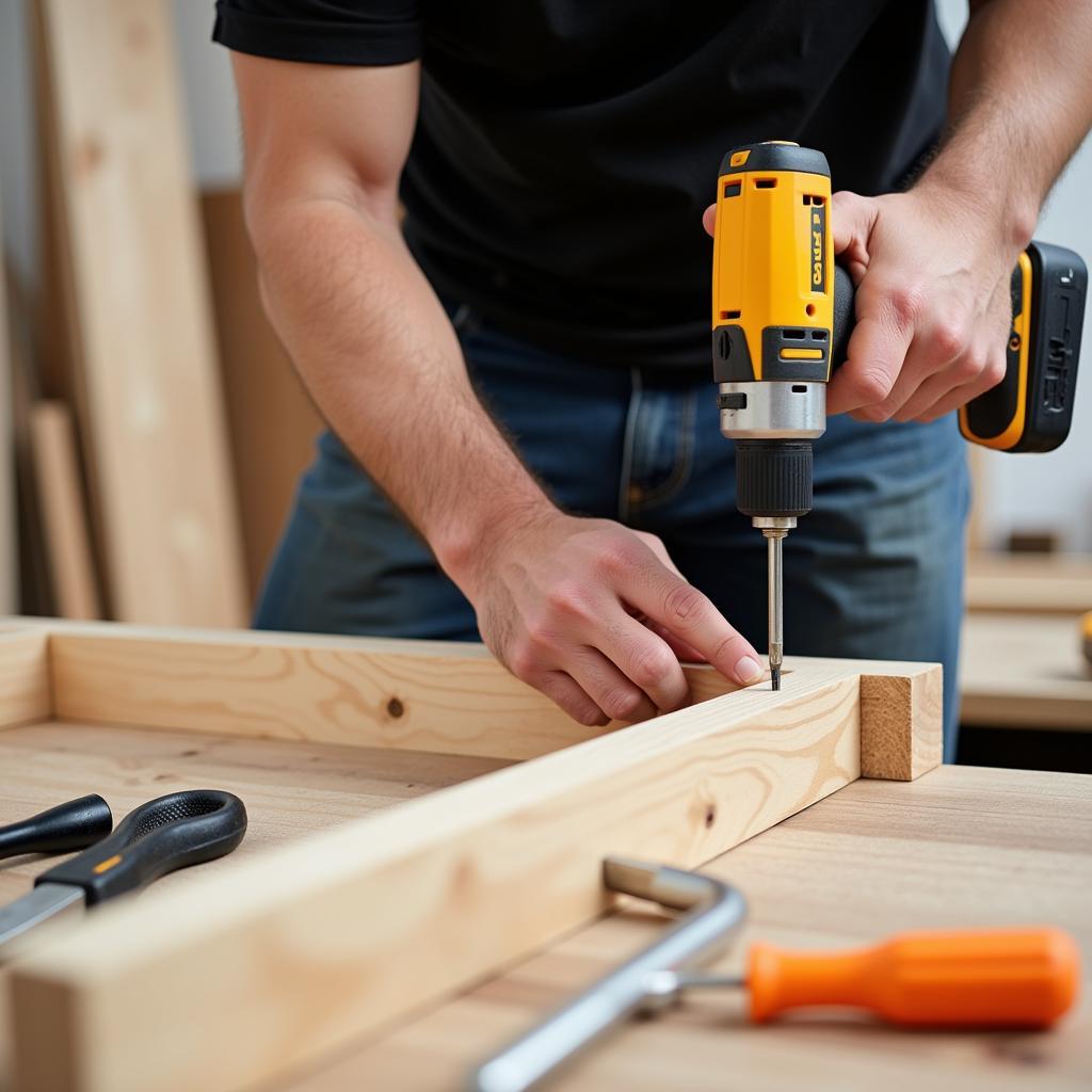 Furniture Assembler Working with Tools