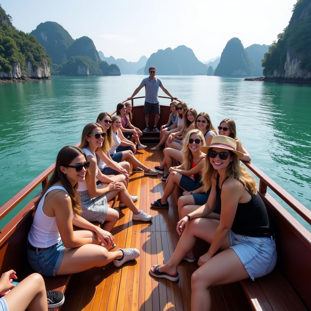 Group Enjoying an ASEA DSEA Boat Trip in Halong Bay