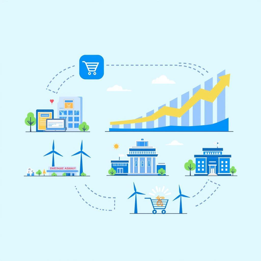 Visual representation of key growth sectors in the ASEAN marketplace, including e-commerce, renewable energy, and healthcare.