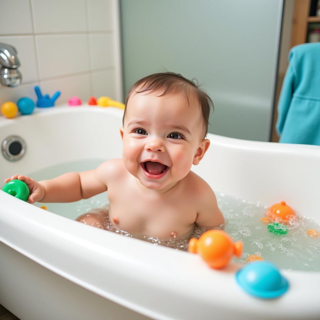 Happy Baby During Bath Time