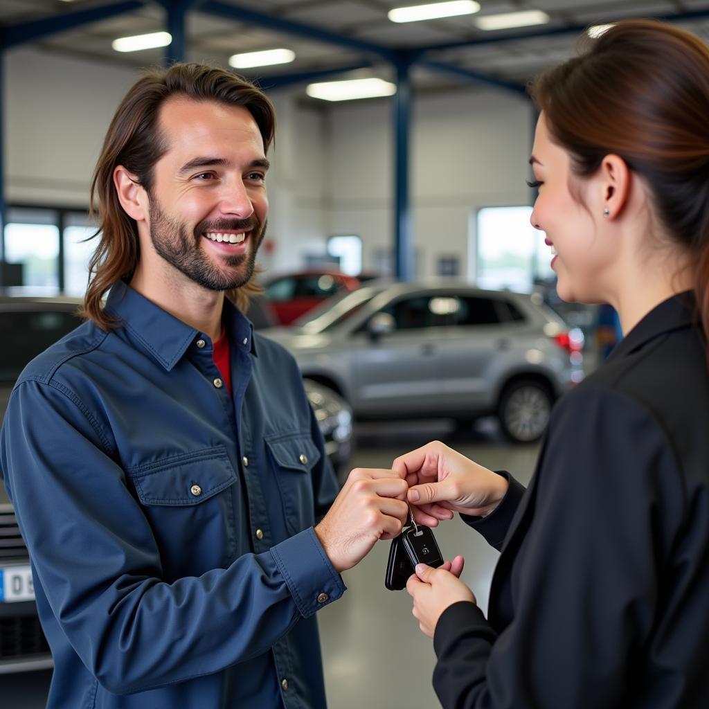 Happy Customer Receiving Car Keys