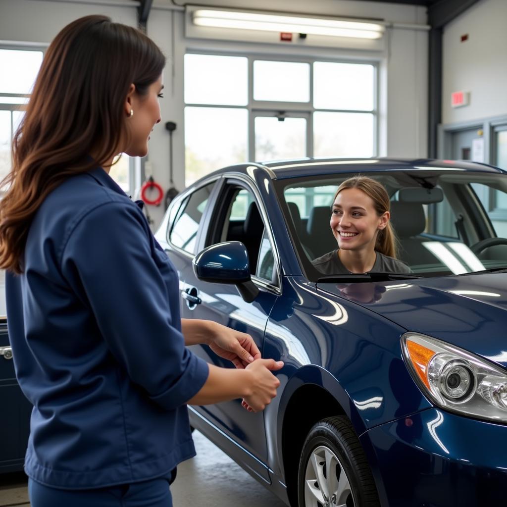 Happy Customer with Repaired Car