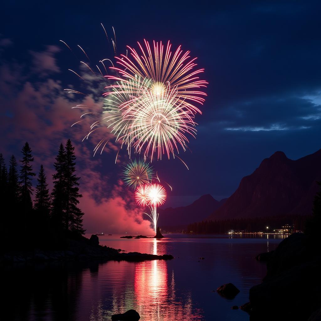 Juneau Fireworks Display over the Water