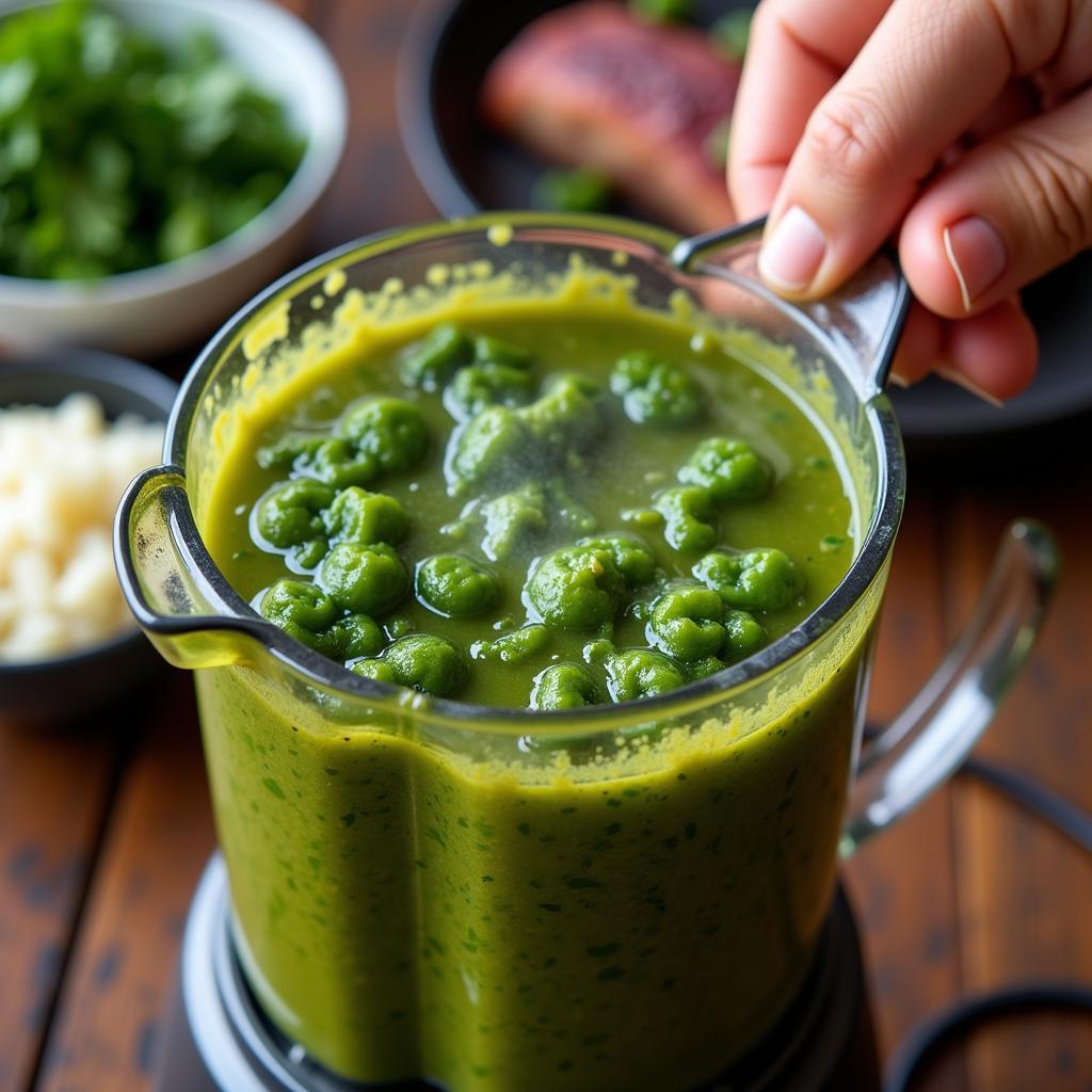 Preparing the Salsa Verde for Pozole Verde