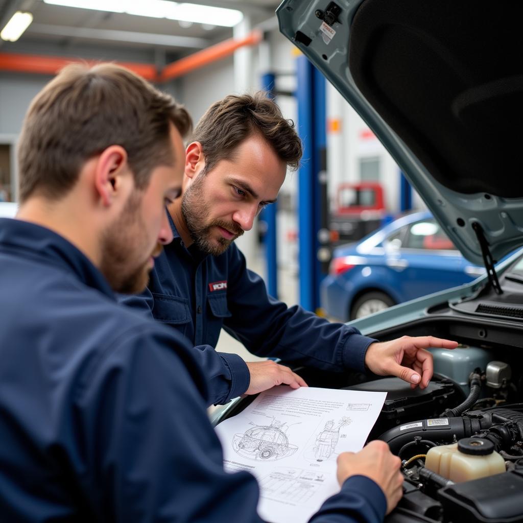 Mechanic Explaining Car Repair to Customer