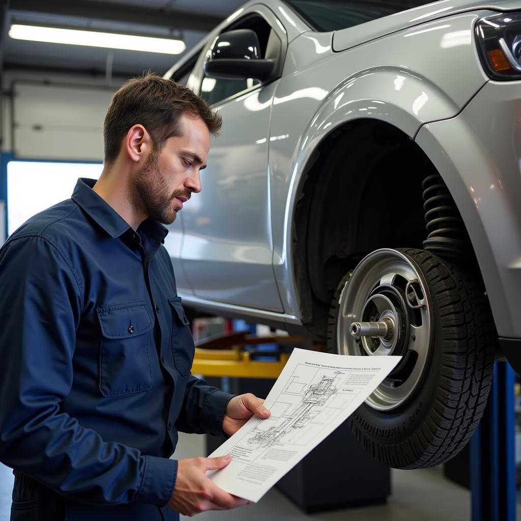 Mechanic Explaining Car Repair Details to Customer