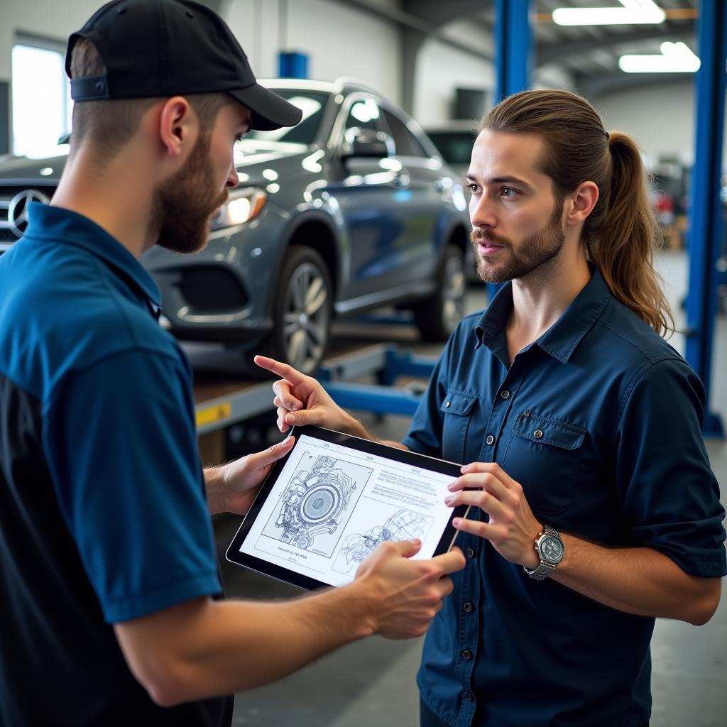 Mechanic Explaining Car Repair to Customer