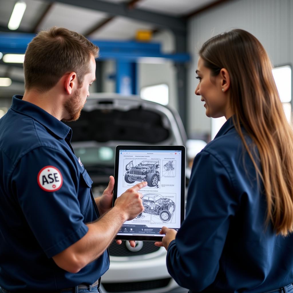 Mechanic Explaining Car Repair to Customer