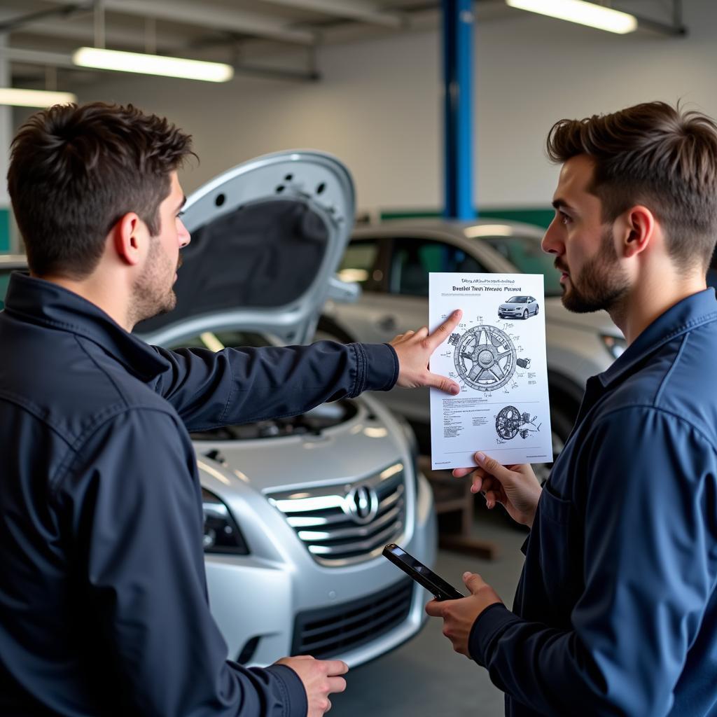 Mechanic Explaining Car Repair to Customer