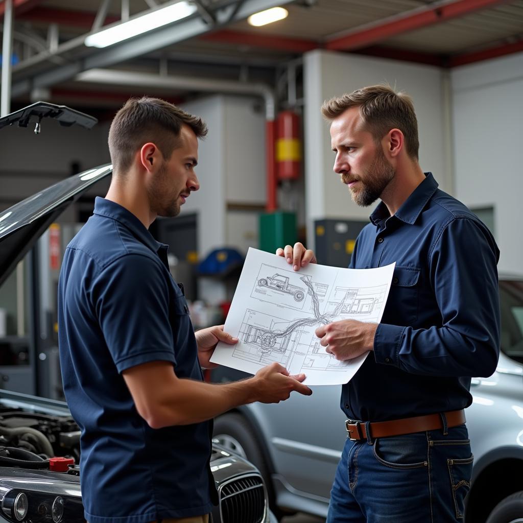 Mechanic Explaining Car Repair to Customer in Santa Cruz