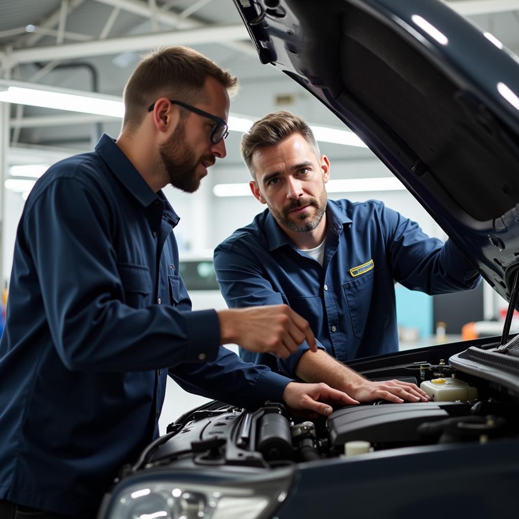 Mechanic Explaining Car Repairs to Customer