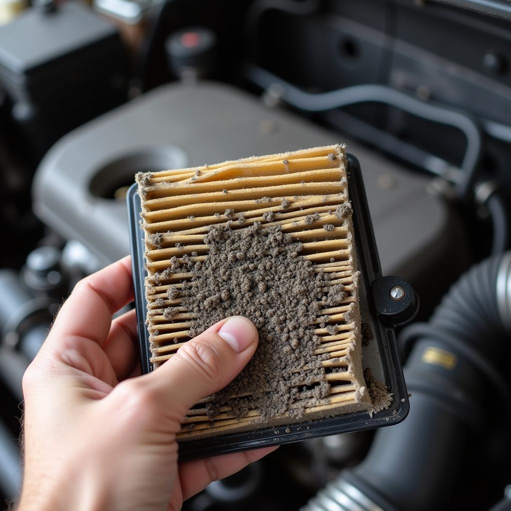 Mechanic Inspecting Air Filter