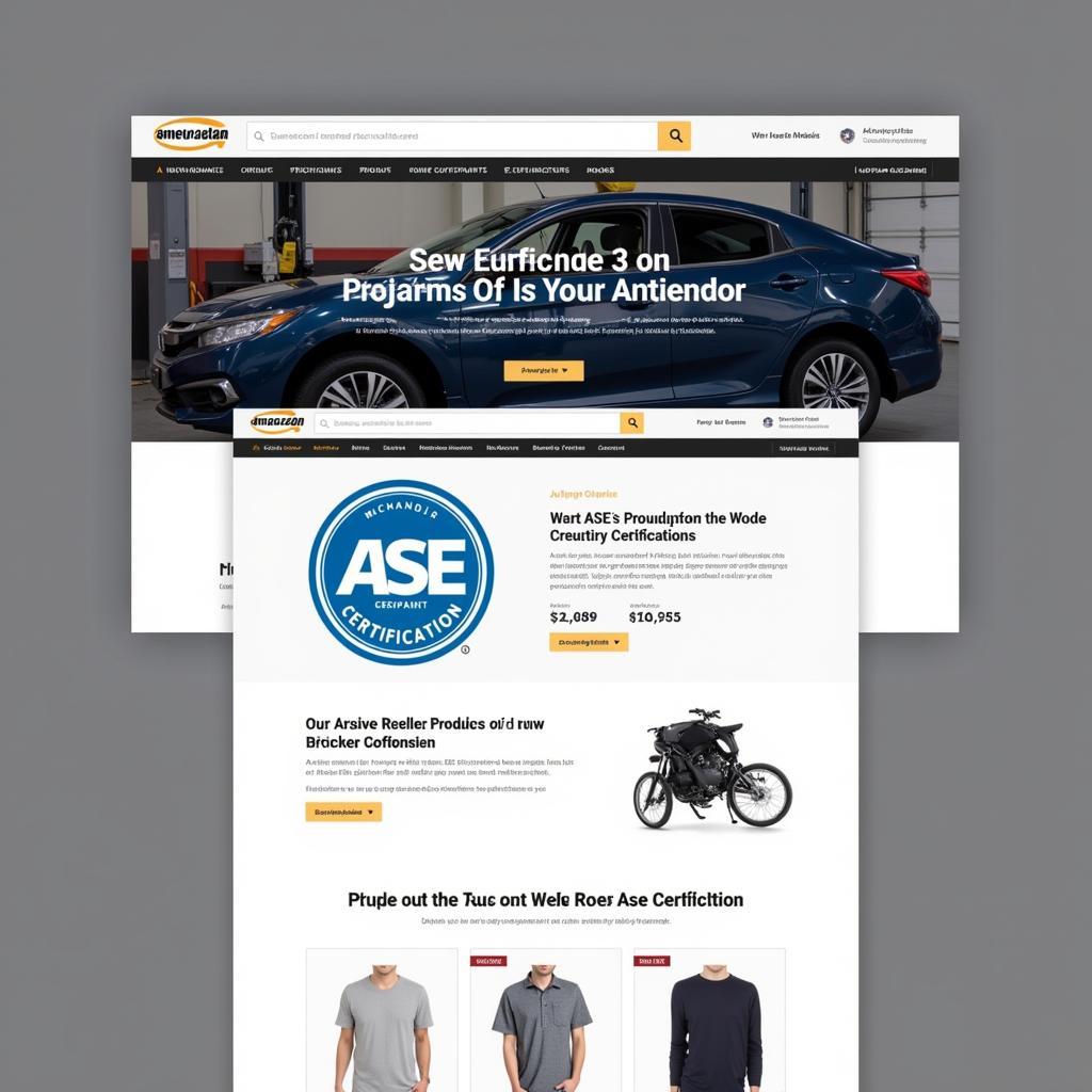 Mechanic Showcasing ASE Certification on Website with Link to Amazon Storefront