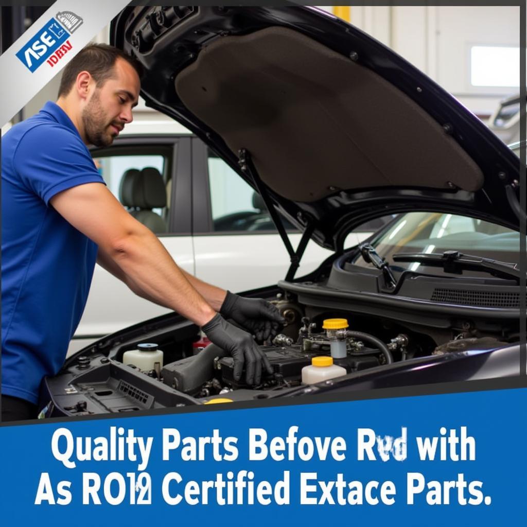 Mechanic Using ASE Certified Parts for Car Repair