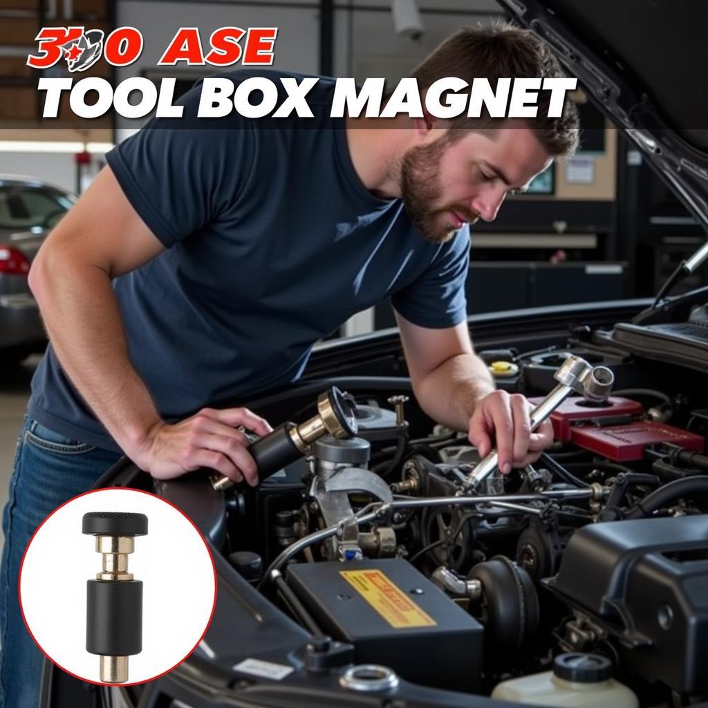 Mechanic Using ASE Tool Box Magnet