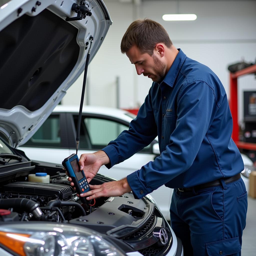 Mechanic Working on Car Engine