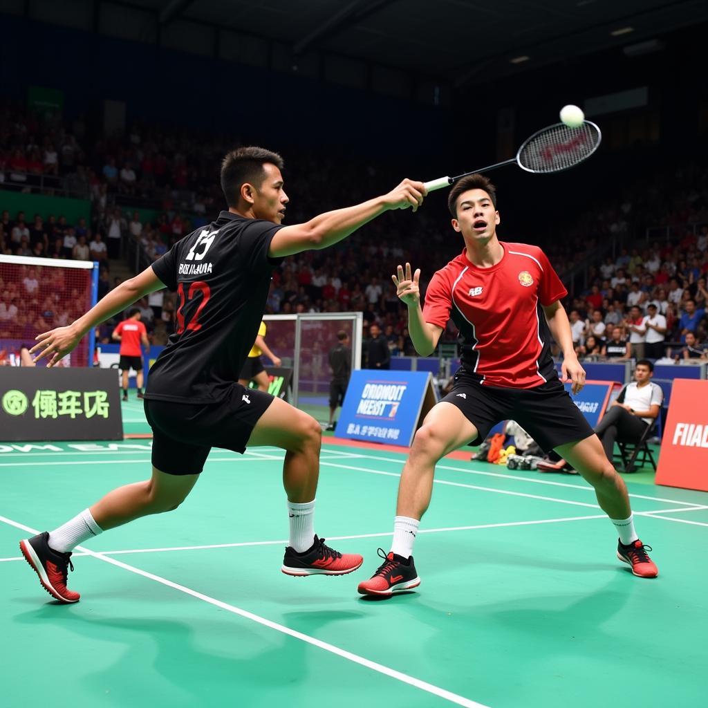 Men's Singles Intense Match at ASEAN Badminton Championships