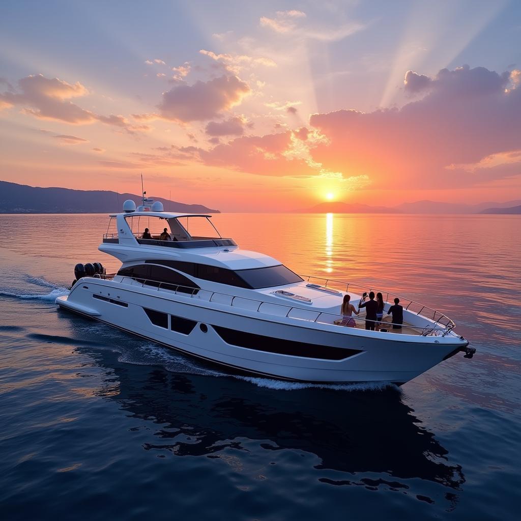 Modern ASEA DSEA Yacht Cruising at Sunset