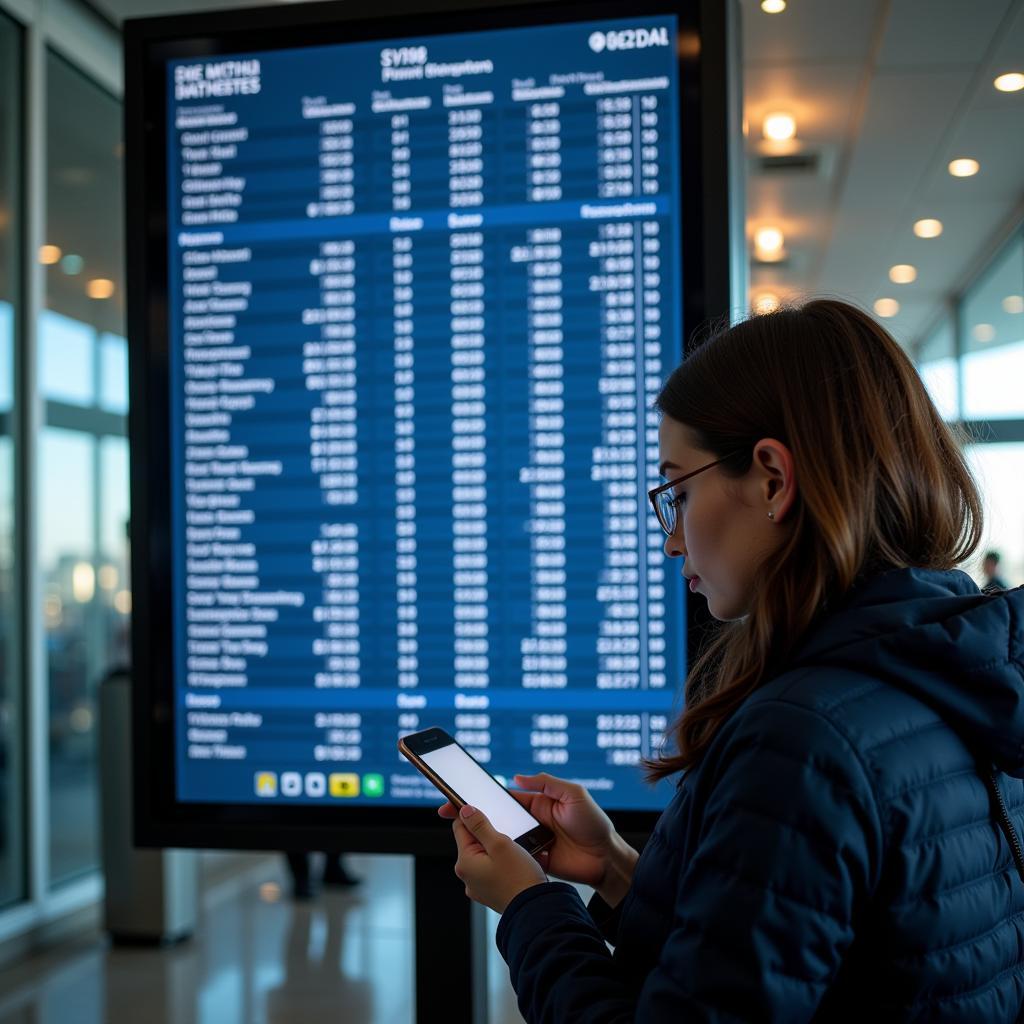 Passenger Checking Flight Information Display