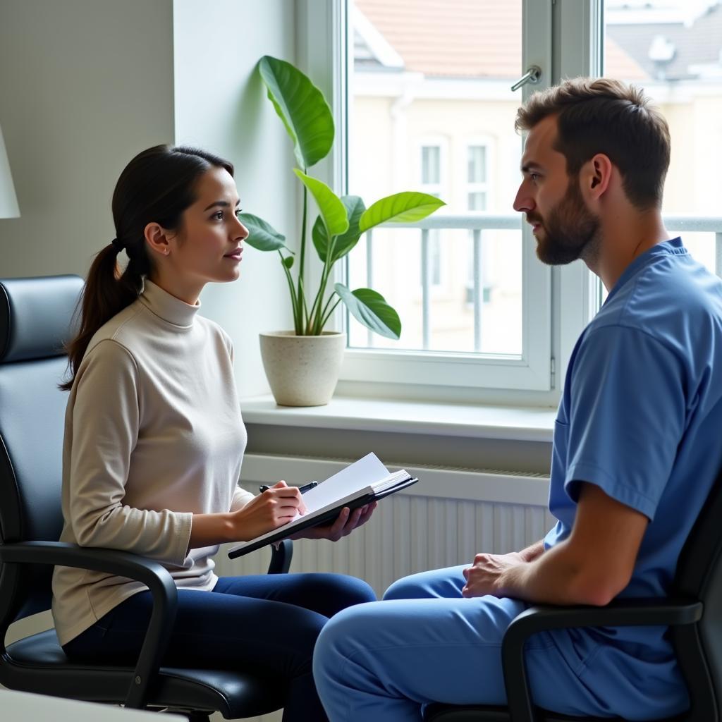 Patient Consulting with Surgeon Before Surgery