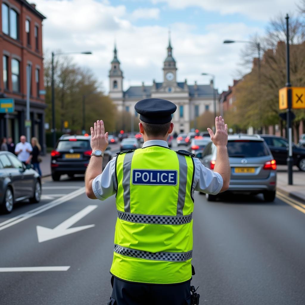 Police officer directing traffic