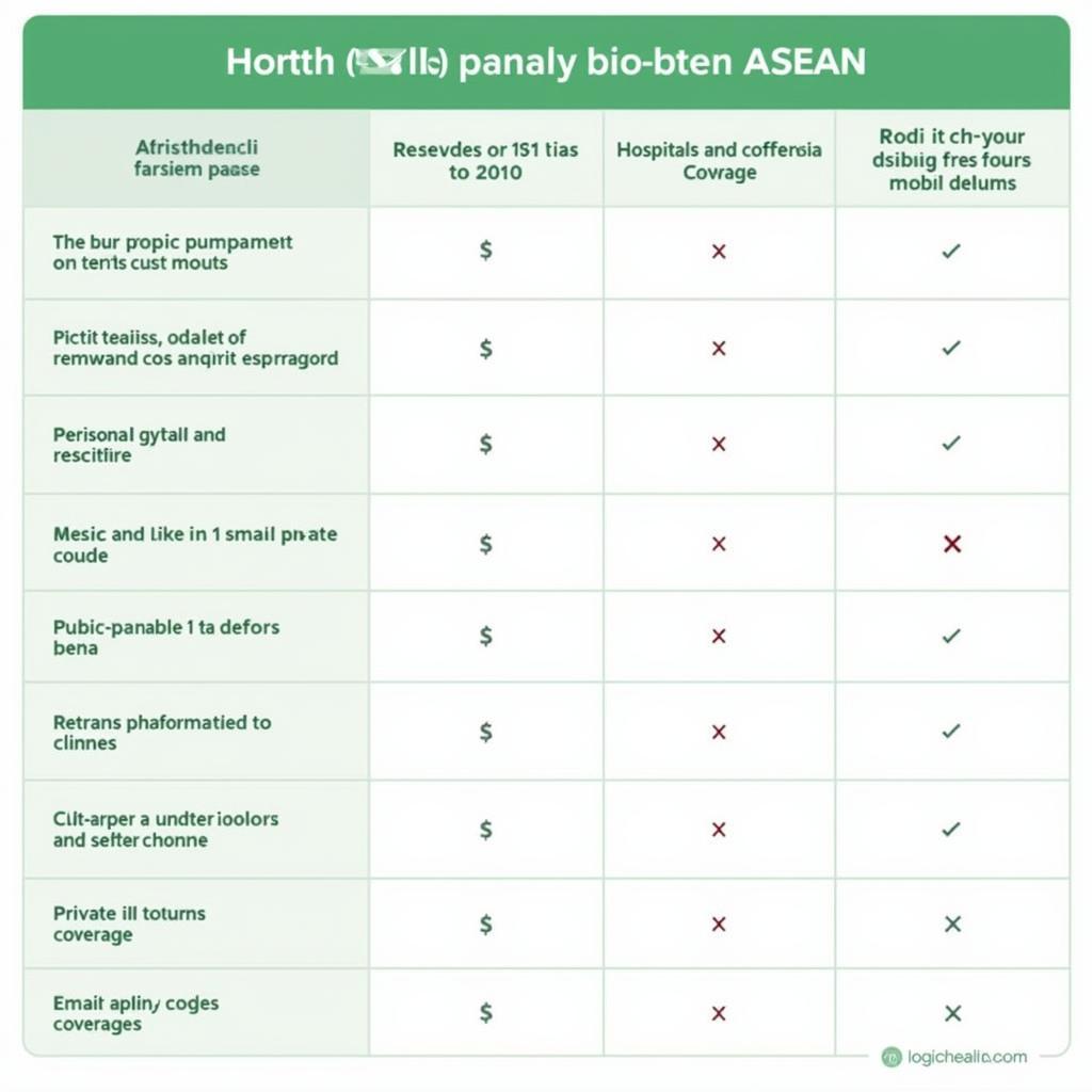 Private Health Insurance Options in ASEAN - A chart comparing different private health insurance plans available in the ASEAN region, highlighting key features like coverage, premiums, and network providers.