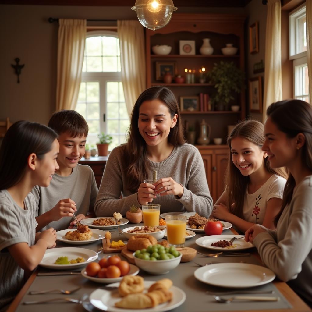 Romanian Family Gathering with Mother Visiting