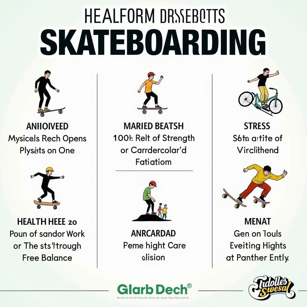 Infographic showcasing the physical and mental benefits of skateboarding.