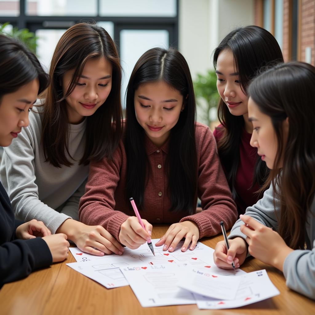 Southeast Asian Students Collaborating on a Project