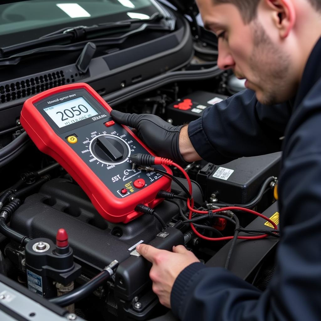 Automotive Technician Diagnosing Electrical System