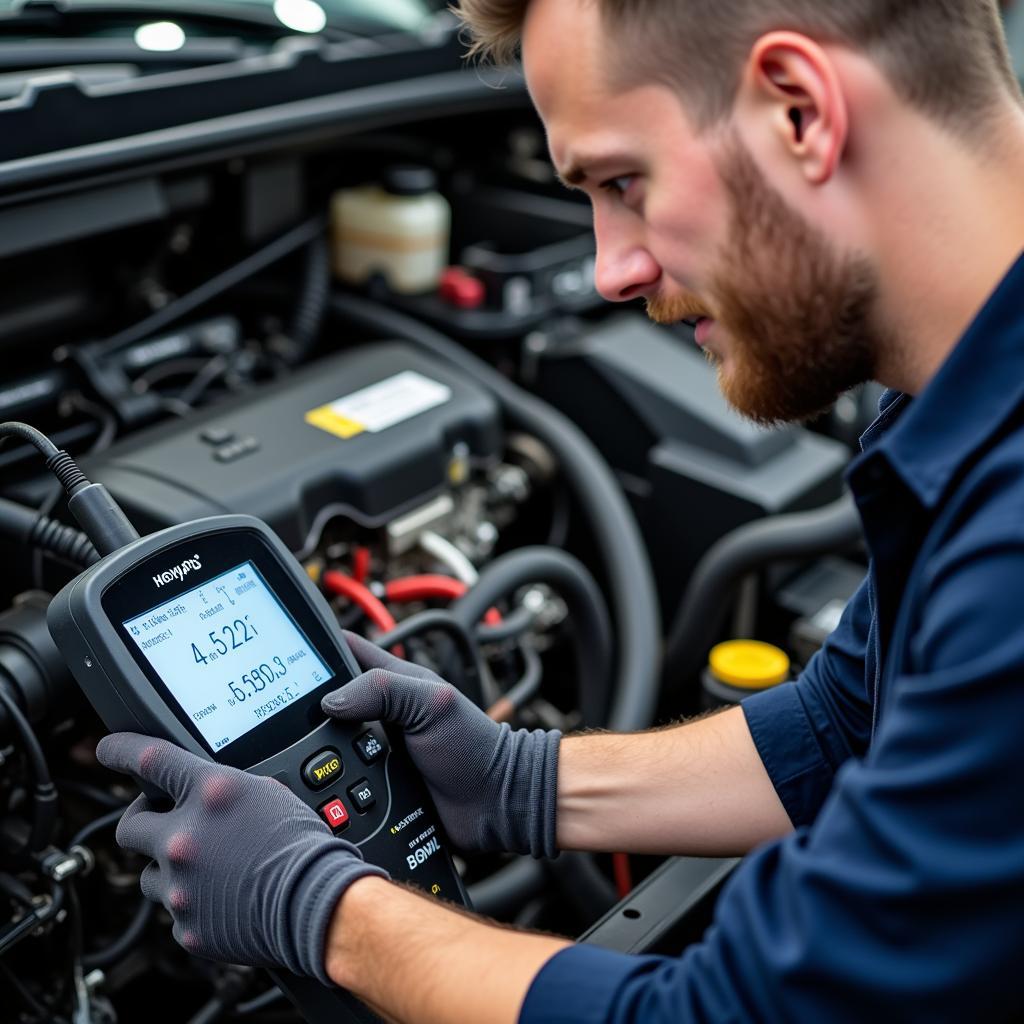 Technician Working on Car Electrical System