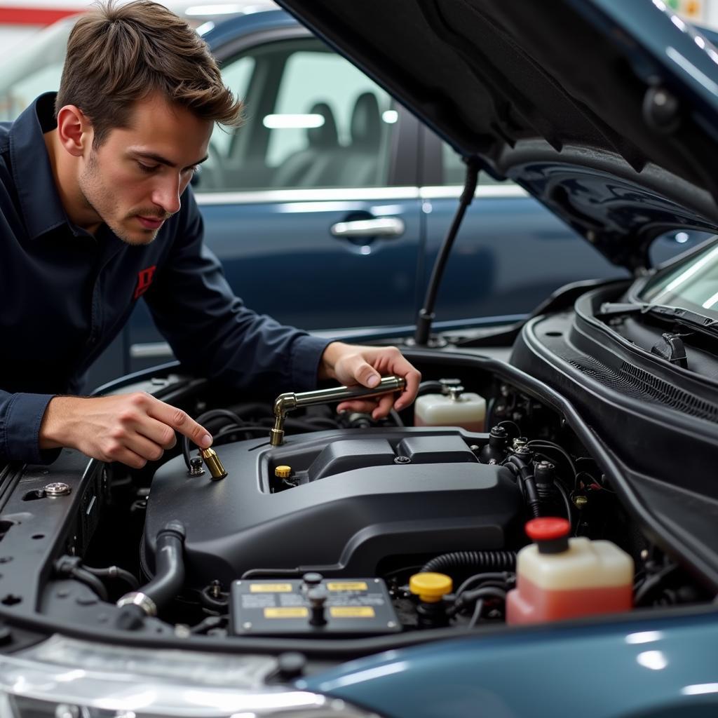 Automotive Technician Performing Engine Repair