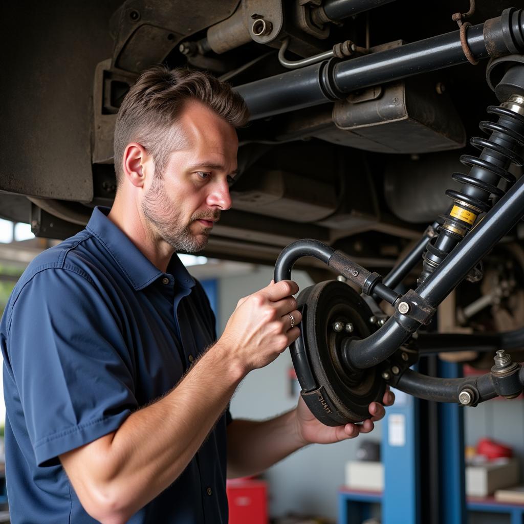 Tom Denton Inspecting a Car's Suspension in ASEAN