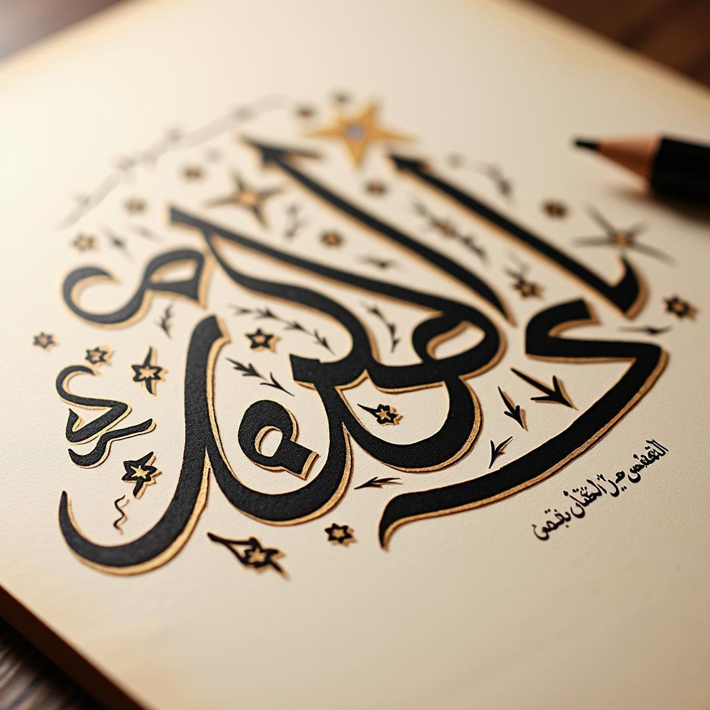 Traditional Islamic Calligraphy art depicting a popular Asea Muslim name.