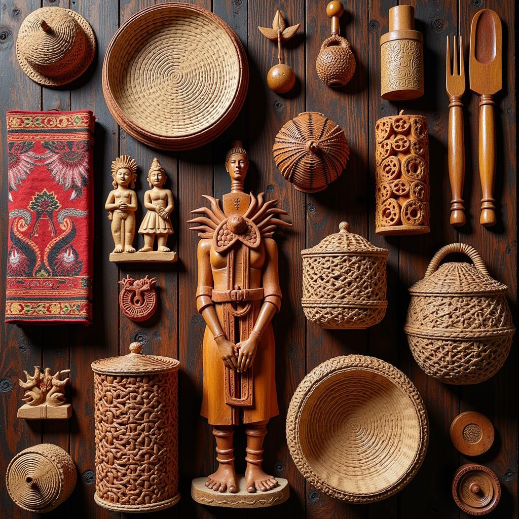 Traditional Southeast Asian Handicrafts Displayed in an Animated GIF