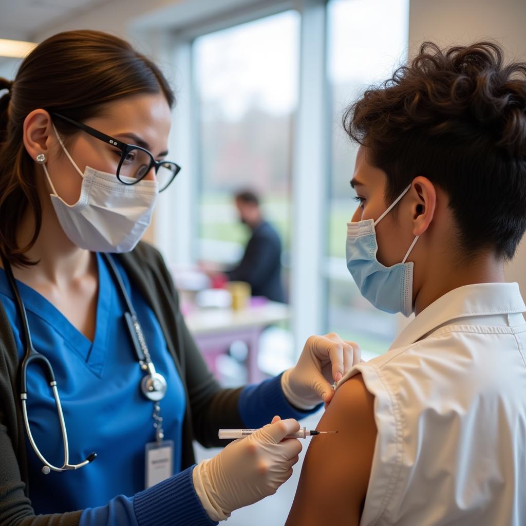 Tufts Student Receiving a Vaccination