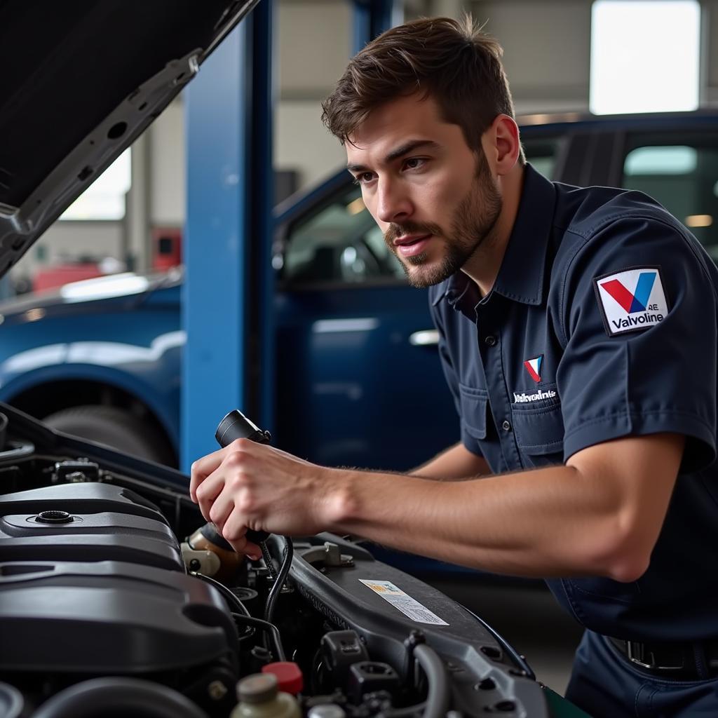 Valvoline ASE Certified Technician Working on a Car Engine