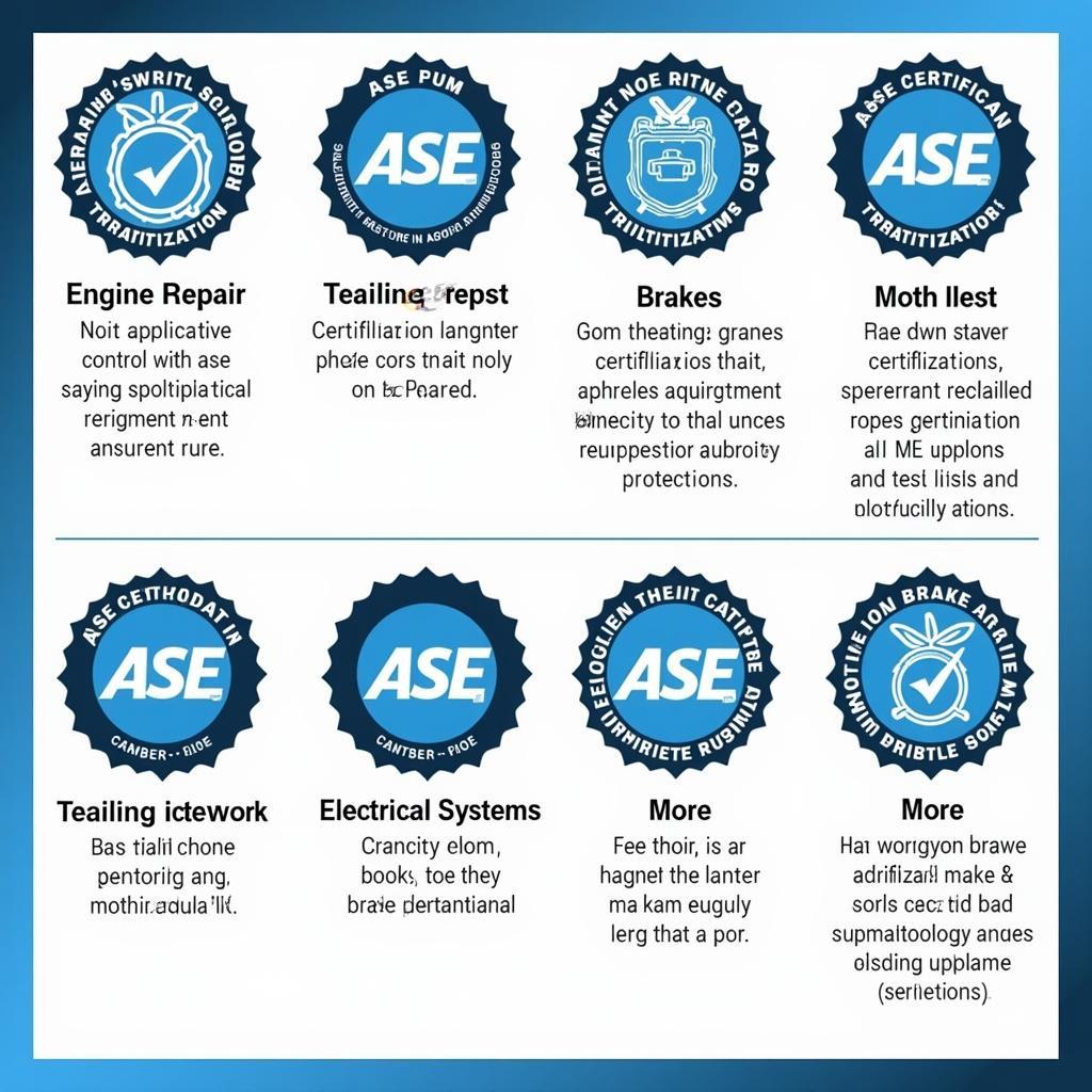 Various ASE Certifications and Specializations