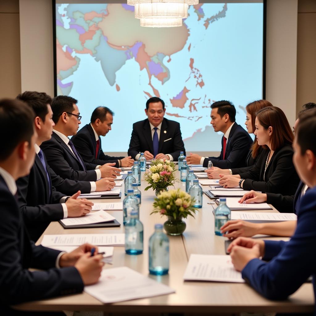 Delegates discussing at the 15th ASEAN Health Ministers Meeting