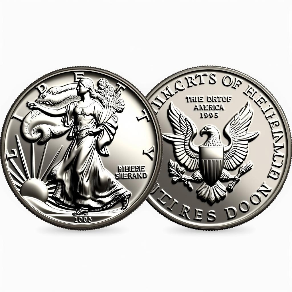 1995w American Silver Eagle Obverse and Reverse