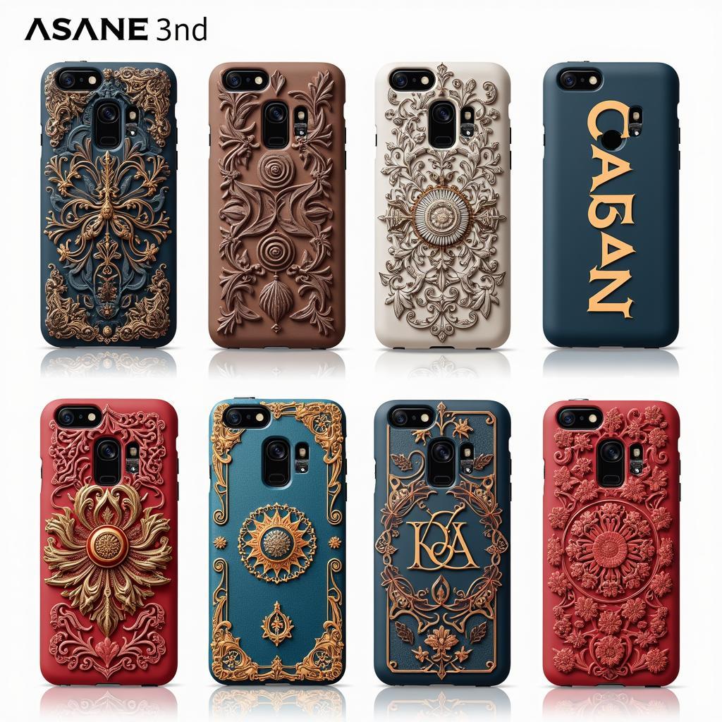 Showcase of various 3D printed phone case designs available in ASEAN markets