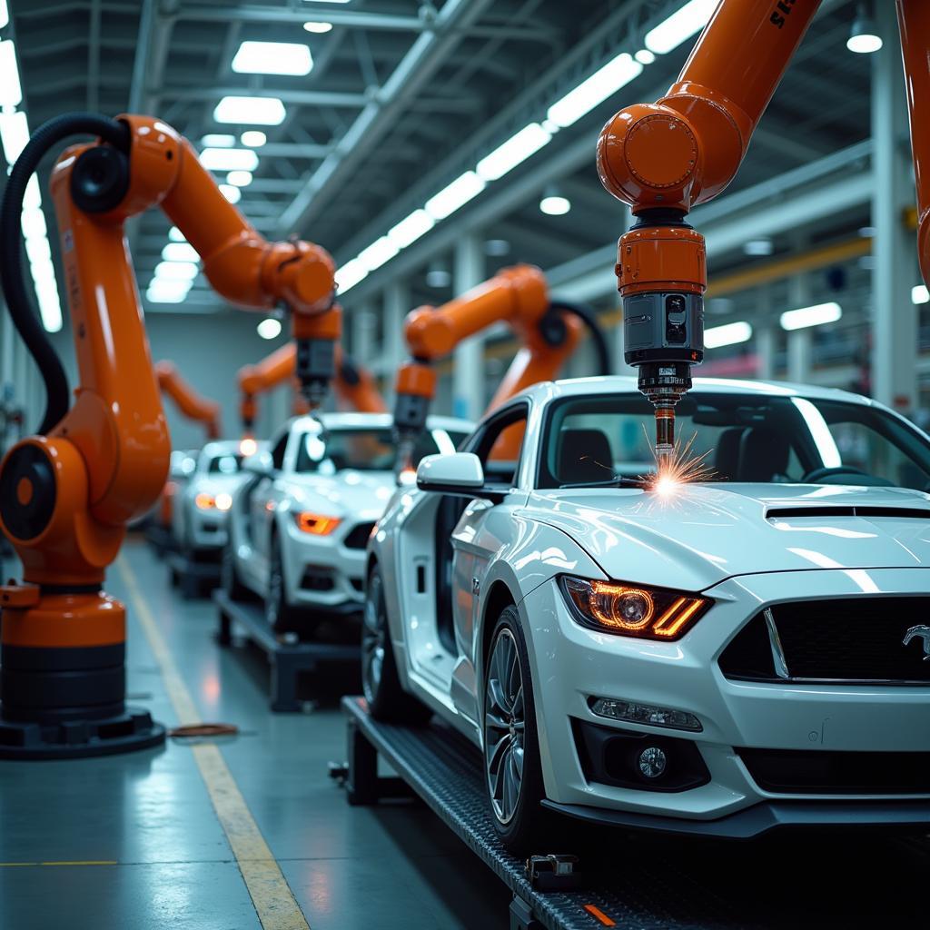 ABB Industrial Robots in an Automotive Factory