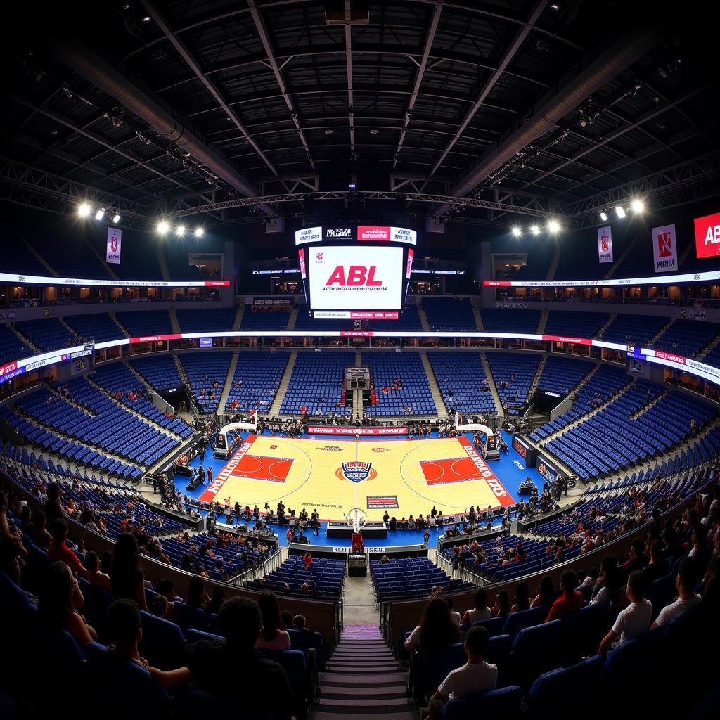 Interior view of a basketball arena in Malaysia hosting an ABL game