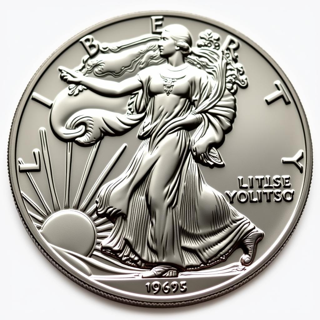 Stack of American Silver Eagle coins reflecting light