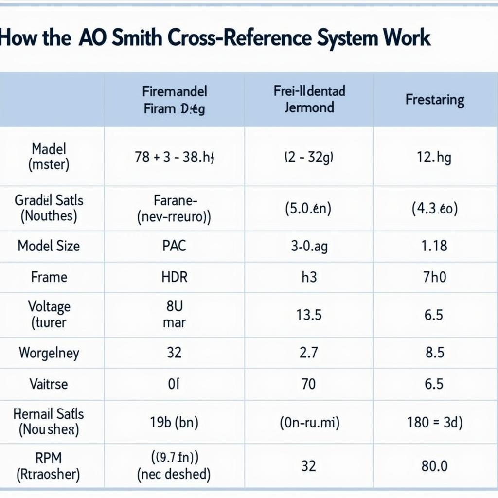 AO Smith Motor Cross-Reference Table