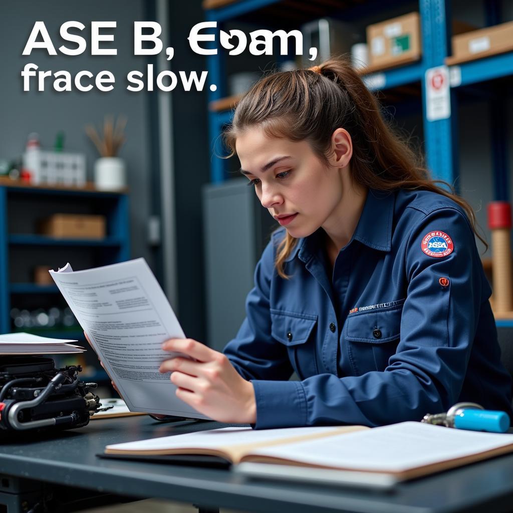 Technician Studying for ASE B Series Exam