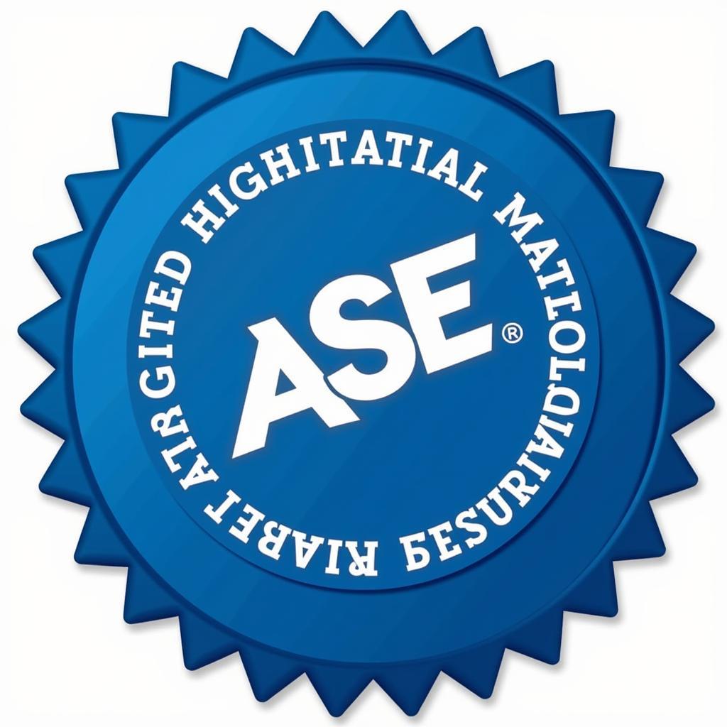 Close-up of the ASE Blue Seal Logo