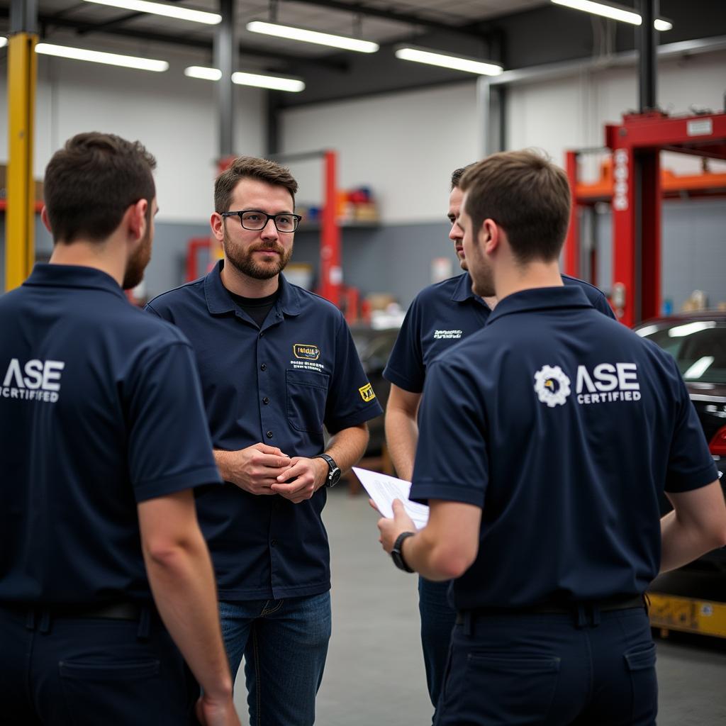 ASE Certified Lead Technician Mentoring Apprentices