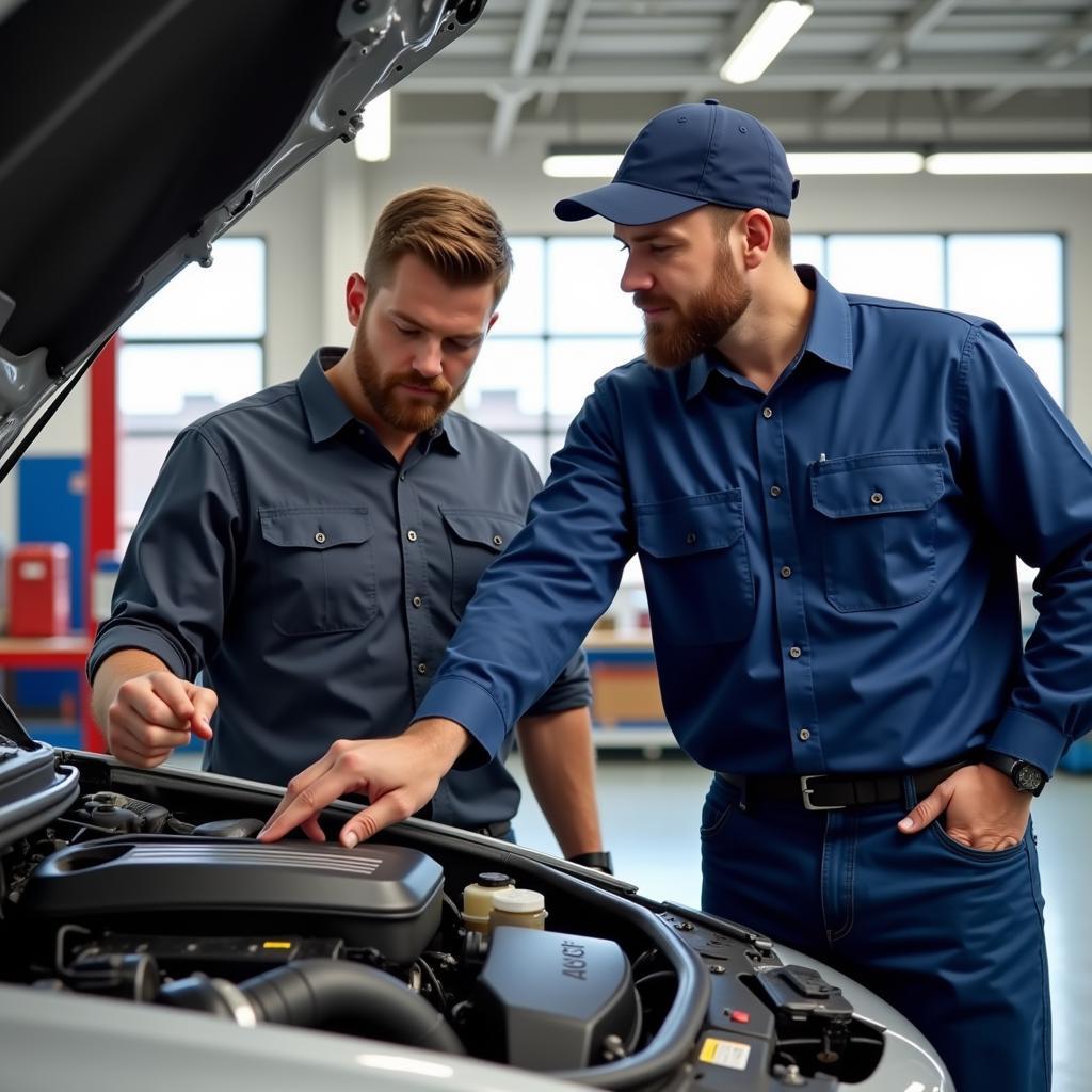 Mechanic Explaining Repair to Customer