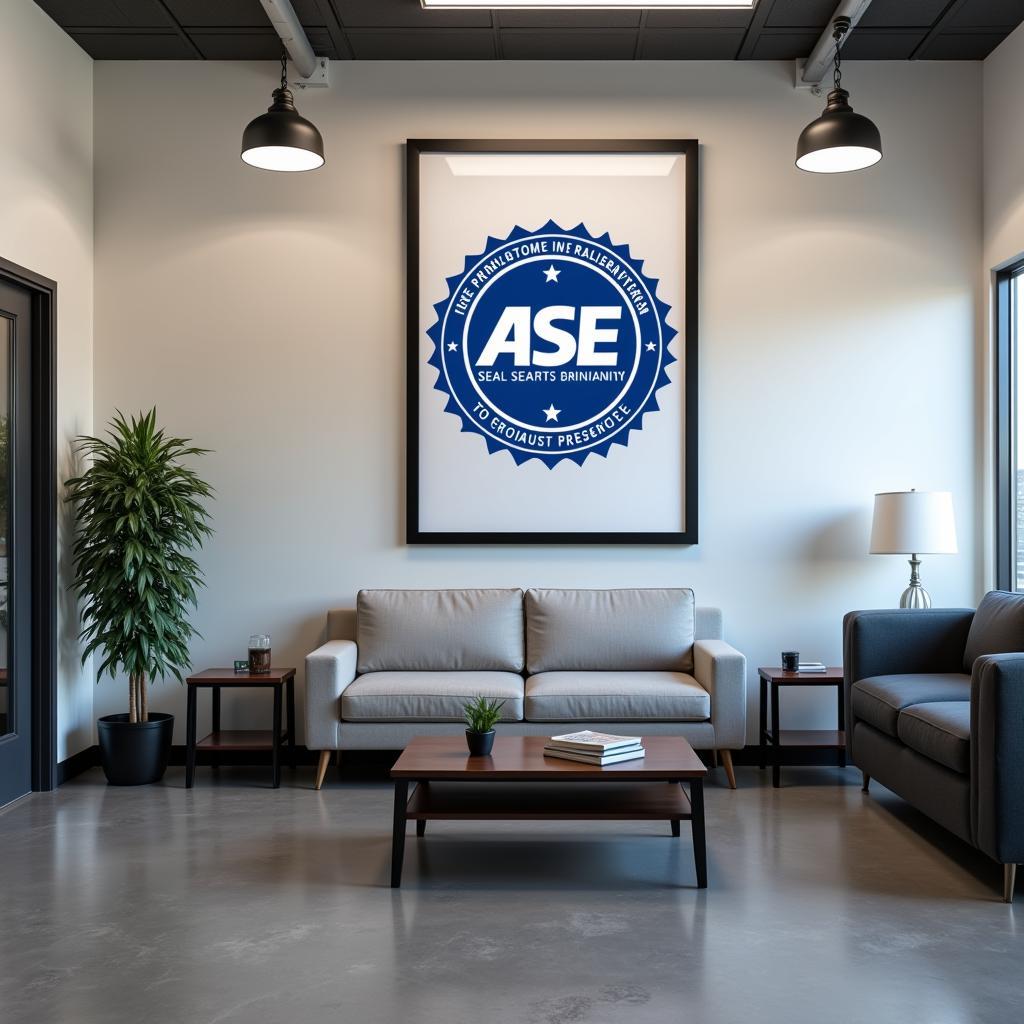 ASE Certified Mechanic Logo Displayed in Shop